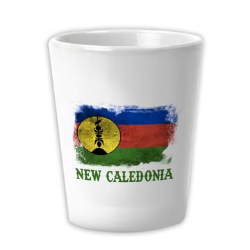 New Caledonia : Gift Ceramic Shot Glas Distressed Flag Vintage   Expat Country