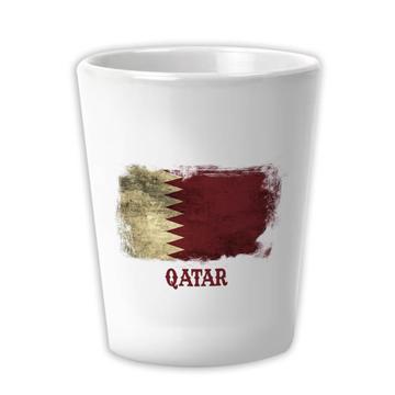 Qatar : Gift Ceramic Shot Glas Distressed Flag Vintage Qatari Expat Country