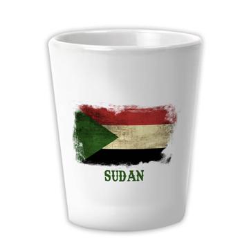 Sudan : Gift Ceramic Shot Glas Distressed Flag Vintage Sudanese Expat Country