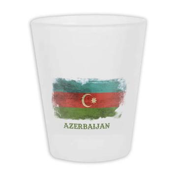 Azerbaijan : Gift Frosted Shot Glas Distressed Flag Vintage Azerbaijani Expat Country