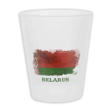 Belarus : Gift Frosted Shot Glas Distressed Flag Vintage Belarusian Expat Country