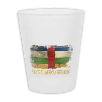 Central African Republic : Gift Frosted Shot Glas Distressed Flag Vintage Expat Country