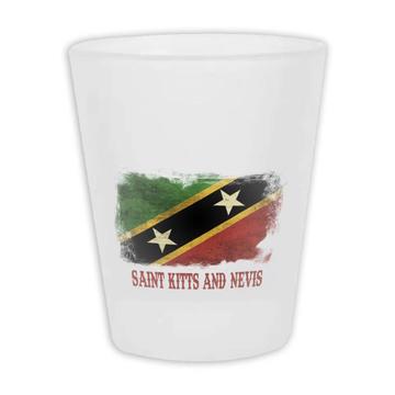 Saint Kitts and Nevis : Gift Frosted Shot Glas Distressed Flag Vintage   Expat Country