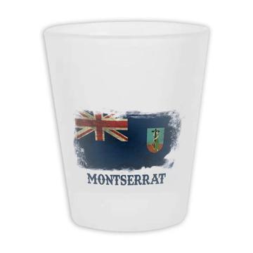 Montserrat : Gift Frosted Shot Glas Distressed Flag Vintage Montserratian Expat Country