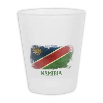 Namibia : Gift Frosted Shot Glas Distressed Flag Vintage Namibian Expat Country