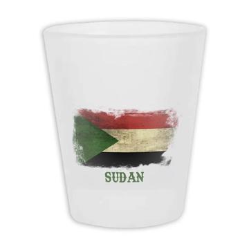 Sudan : Gift Frosted Shot Glas Distressed Flag Vintage Sudanese Expat Country