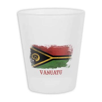 Vanuatu : Gift Frosted Shot Glas Distressed Flag Vintage   Expat Country