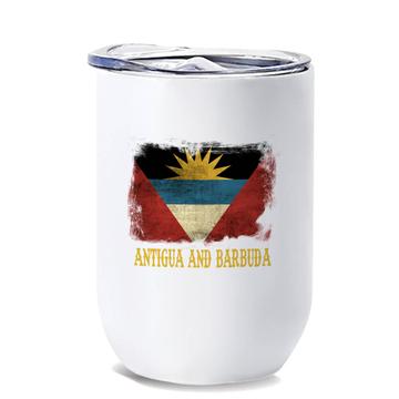 Antigua and Barbuda : Gift Wine Tumbler Distressed Flag Vintage Citizen of ad Expat Country