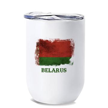 Belarus : Gift Wine Tumbler Distressed Flag Vintage Belarusian Expat Country