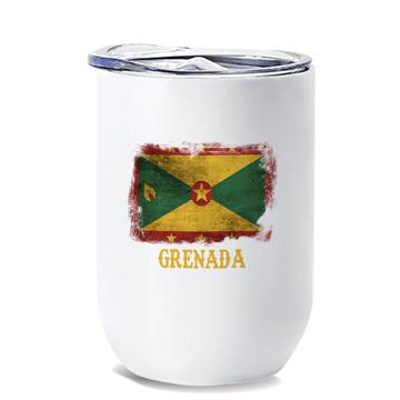 Grenada : Gift Wine Tumbler Distressed Flag Vintage Grenadian Expat Country