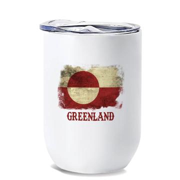 Greenland : Gift Wine Tumbler Distressed Flag Vintage Greenlandic Expat Country