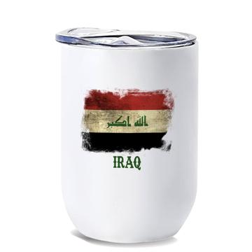Iraq : Gift Wine Tumbler Distressed Flag Vintage Iraqi Expat Country