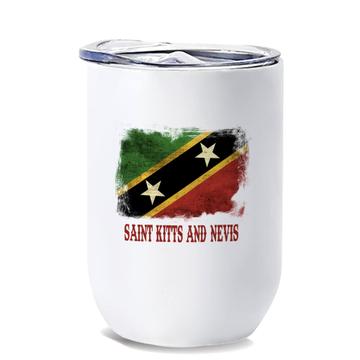 Saint Kitts and Nevis : Gift Wine Tumbler Distressed Flag Vintage   Expat Country