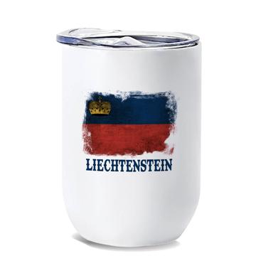 Liechtenstein : Gift Wine Tumbler Distressed Flag Vintage Citizen Expat Country