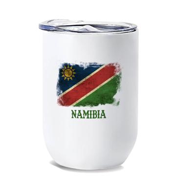 Namibia : Gift Wine Tumbler Distressed Flag Vintage Namibian Expat Country