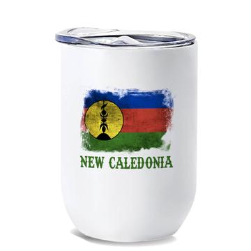 New Caledonia : Gift Wine Tumbler Distressed Flag Vintage   Expat Country