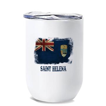 Saint Helena : Gift Wine Tumbler Distressed Flag Vintage   Expat Country