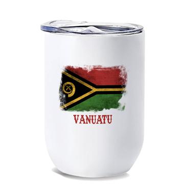 Vanuatu : Gift Wine Tumbler Distressed Flag Vintage   Expat Country