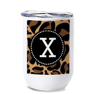 Monogram Letter X : Gift Wine Tumbler Leopard Initial ABC Animal Print Graphic CG7803X