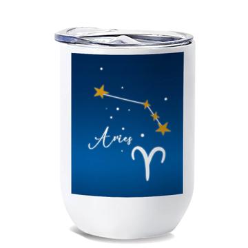 Aries Constellation : Gift Wine Tumbler Zodiac Sign Astrology Horoscope Happy Birthday Stars