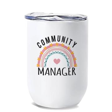 For Best Community Manager : Gift Wine Tumbler Cute Art Print Hearts Occupation Stripes