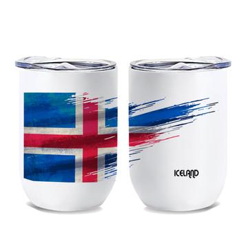 Iceland Flag : Gift Wine Tumbler Modern Country Expat