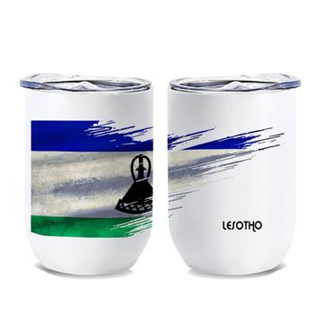 Lesotho Flag : Gift Wine Tumbler Modern Country Expat