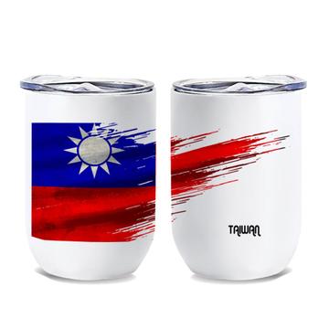 Taiwan Flag : Gift Wine Tumbler Modern Country Expat