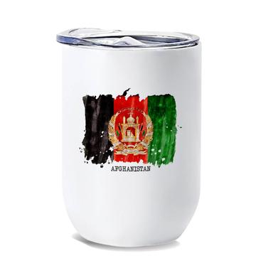 Afghanistan Flag : Gift Wine Tumbler Asia Travel Expat Country Watercolor