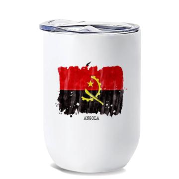 Angola Flag : Gift Wine Tumbler Africa Travel Expat Country Watercolor