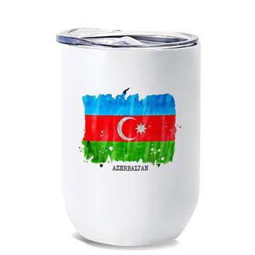 Azerbaijan Flag : Gift Wine Tumbler Europe Travel Expat Country Watercolor