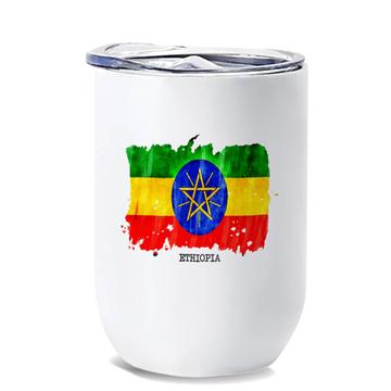 Ethiopia Flag : Gift Wine Tumbler Africa Travel Expat Country Watercolor