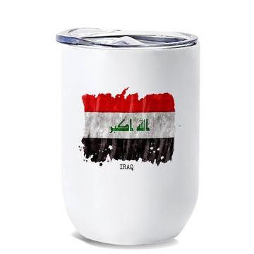 Iraq Flag : Gift Wine Tumbler Asia Travel Expat Country Watercolor