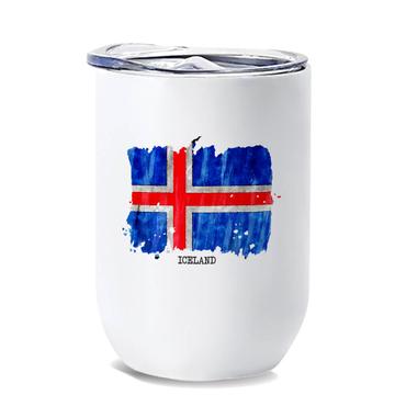 Iceland Flag : Gift Wine Tumbler Europe Travel Expat Country Watercolor