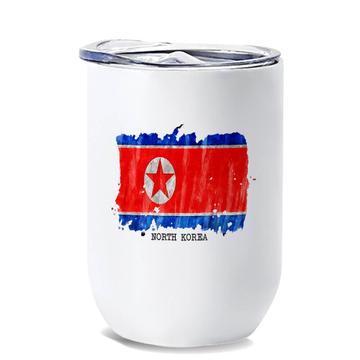 North Korea Flag : Gift Wine Tumbler Asia Travel Expat Country Watercolor