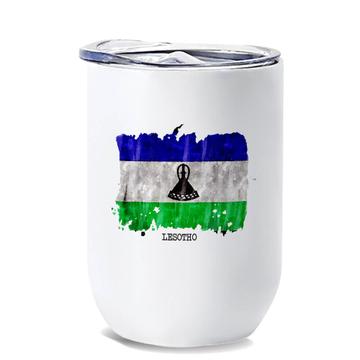 Lesotho Flag : Gift Wine Tumbler Africa Travel Expat Country Watercolor