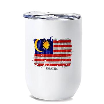 Malaysia Flag : Gift Wine Tumbler Asia Travel Expat Country Watercolor