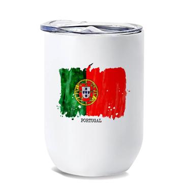 Portugal Flag : Gift Wine Tumbler Europe Travel Expat Country Watercolor