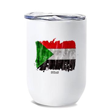 Sudan Flag : Gift Wine Tumbler Africa Travel Expat Country Watercolor