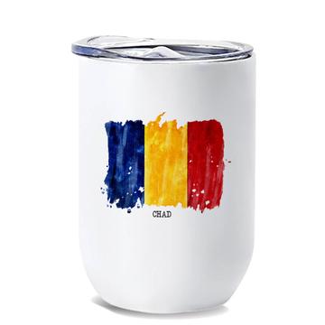 Chad Flag : Gift Wine Tumbler Africa Travel Expat Country Watercolor