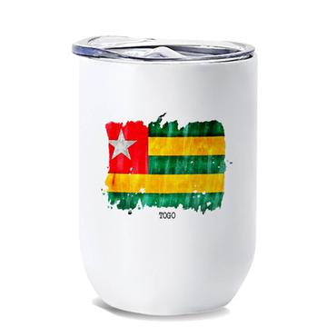 Togo Flag : Gift Wine Tumbler Africa Travel Expat Country Watercolor