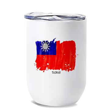 Taiwan Flag : Gift Wine Tumbler Asia Travel Expat Country Watercolor