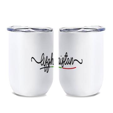 Afghanistan Flag Colors : Gift Wine Tumbler Afghan Travel Expat Country Minimalist Lettering