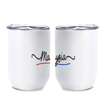 Malaysia Flag Colors : Gift Wine Tumbler Malaysian Travel Expat Country Minimalist Lettering