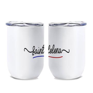 Saint Helena Flag Colors : Gift Wine Tumbler Travel Expat Country Minimalist Lettering