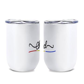 Chad Flag Colors : Gift Wine Tumbler Chadian Travel Expat Country Minimalist Lettering