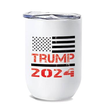 Trump 2024 : Gift Wine Tumbler USA Flag Fireman Firefighter