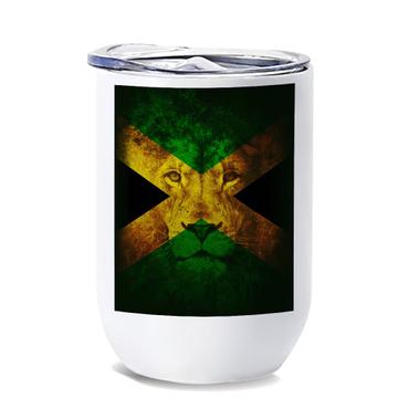 Reggae Music Lion Jamaican Flag Wall Art : Gift Wine Tumbler Feline Animal Teen Room Decor