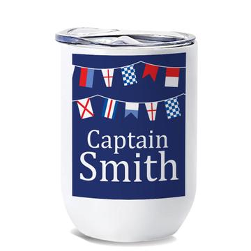 Personalized Maritime Flags : Gift Wine Tumbler For Captain Naval Beach Boat Smith