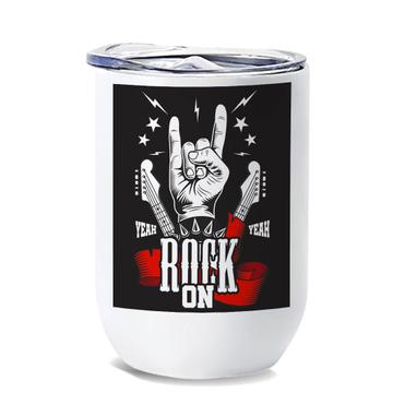 Rock On Guitars Hand Sign Wall Print : Gift Wine Tumbler Music Lover Retro Card Father